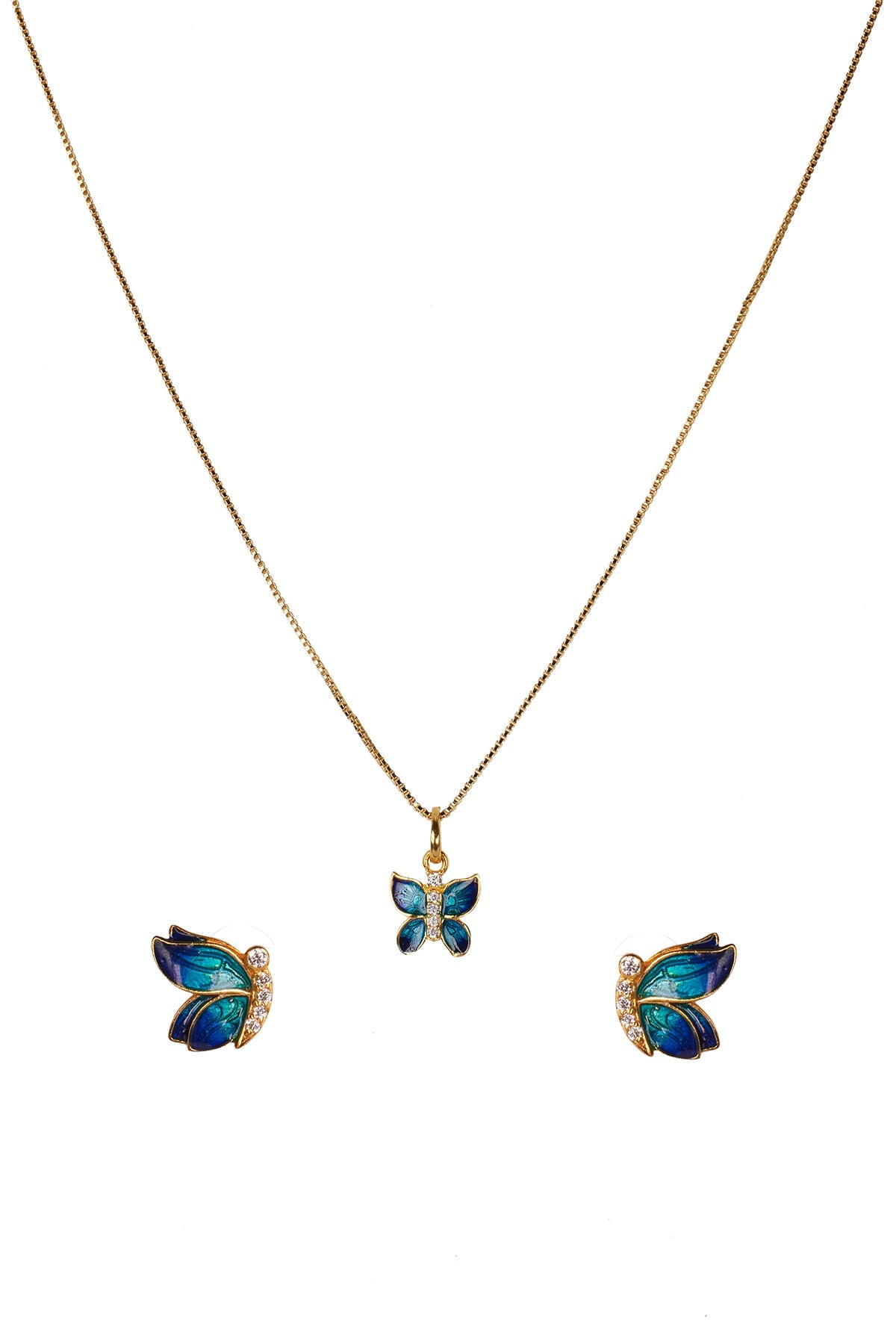 Buy Blue Butterfly Necklace Set by Sica for women online at ScrollnShops